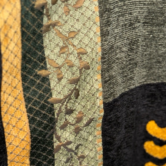 Indigo Green and Yellow Textured Fabric - Picture 6 of 11